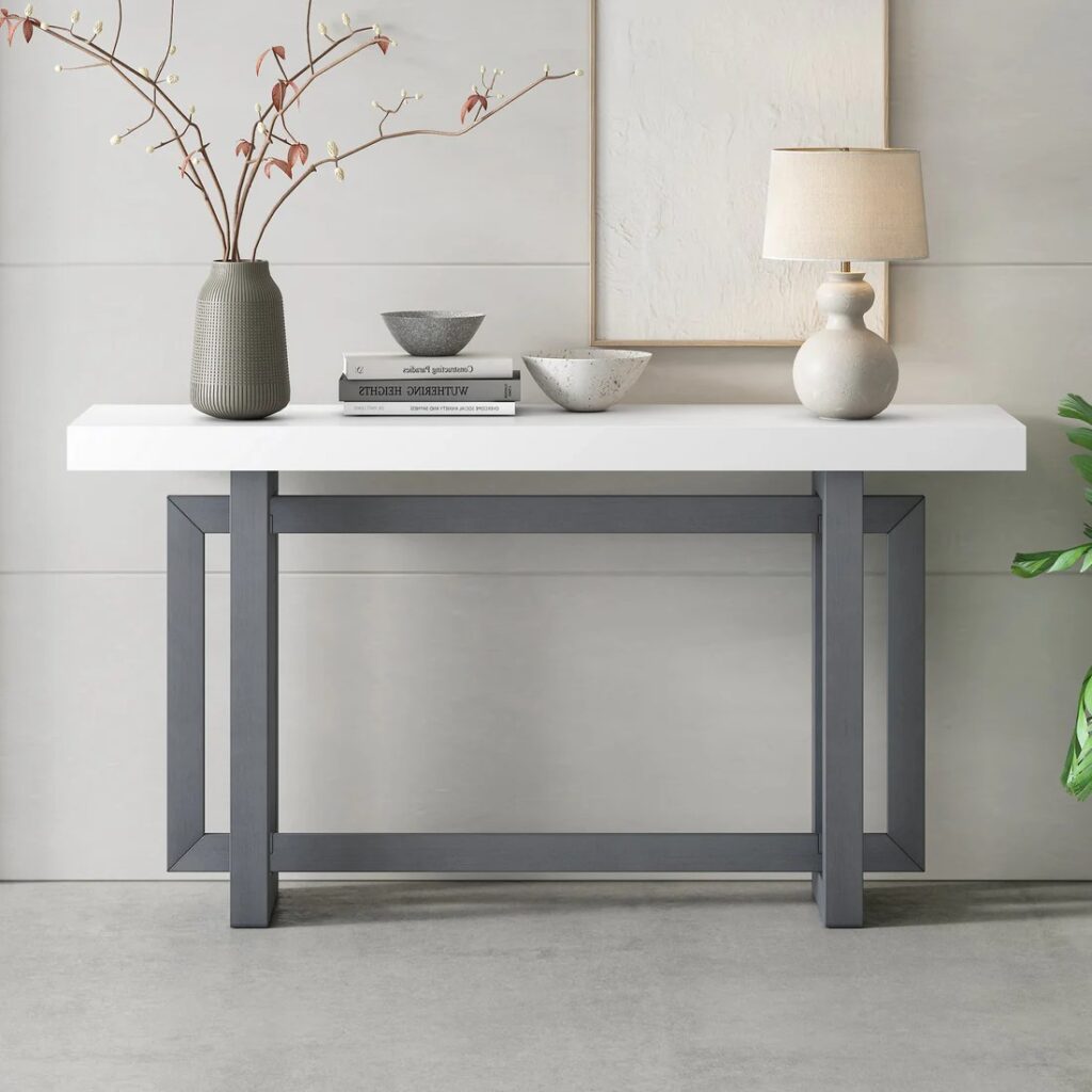 Contemporary Extra Long Dark Grey & White Console Table